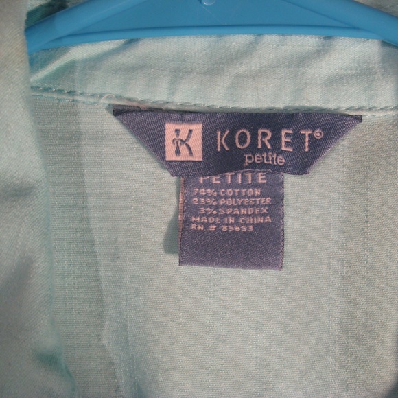 KORET PETITE MEDIUM AQUA ZIP FRONT 3/4 SLEEVE TOP - Picture 3 of 3